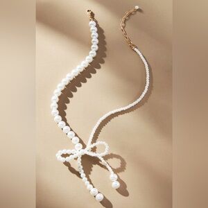 Anthropologie Pearl Bow Collar Necklace